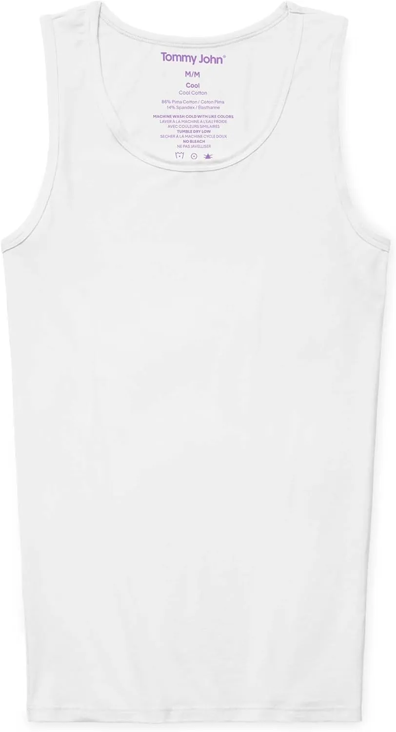 Tommy John Men's Tank Top, Cool Cotton, Slim Fit T-Shirt Stay Tuck Design, 3 and Single Pack