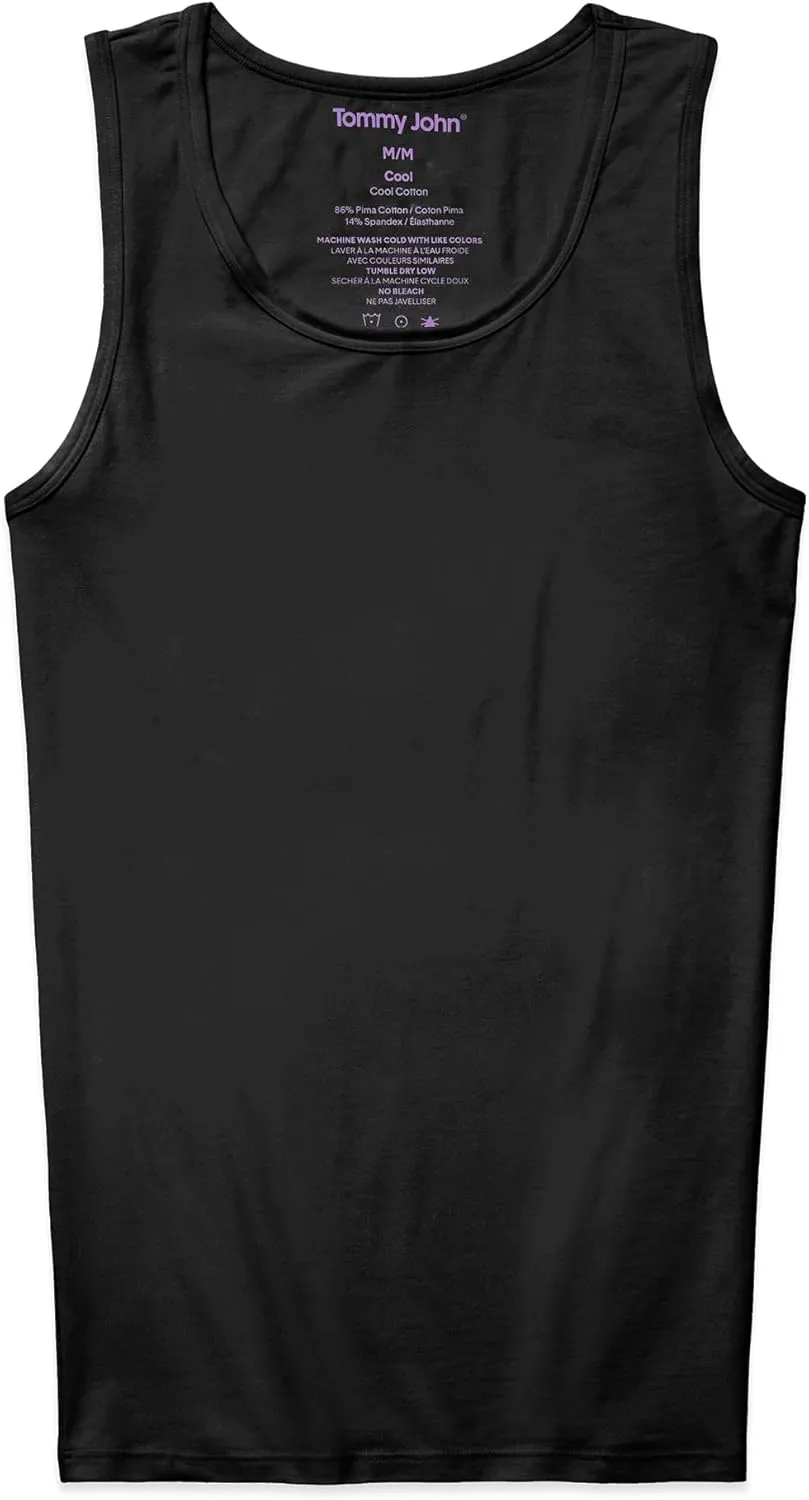 Tommy John Men's Tank Top, Cool Cotton, Slim Fit T-Shirt Stay Tuck Design, 3 and Single Pack