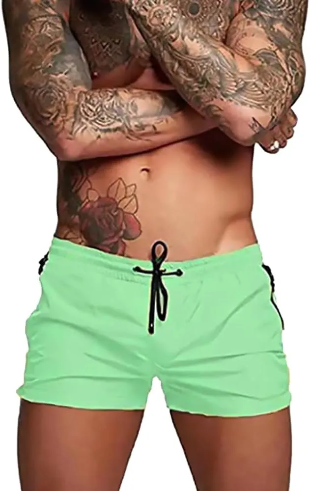 TONLEN Mens Swimwear Sports Shorts Swim Trunks with Zipper Pockets