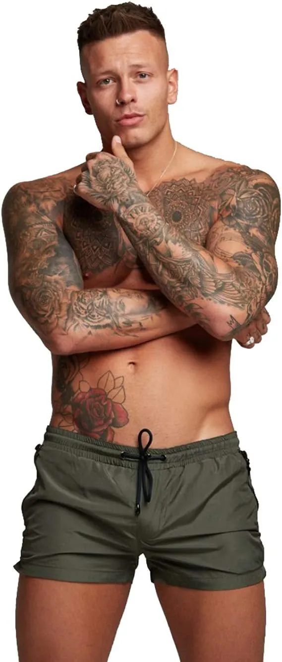TONLEN Mens Swimwear Sports Shorts Swim Trunks with Zipper Pockets