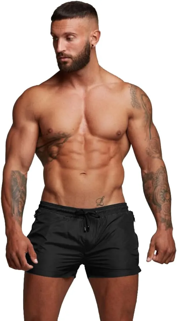 TONLEN Mens Swimwear Sports Shorts Swim Trunks with Zipper Pockets