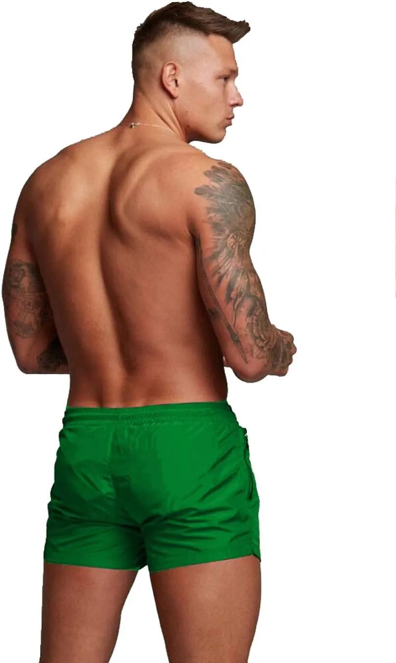 TONLEN Mens Swimwear Sports Shorts Swim Trunks with Zipper Pockets