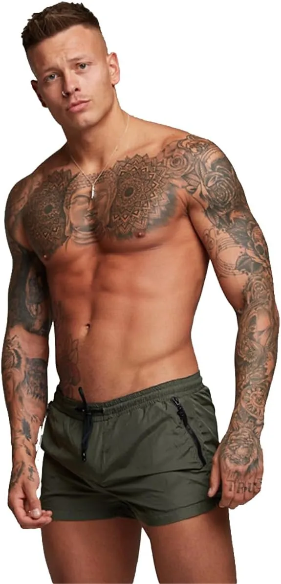 TONLEN Mens Swimwear Sports Shorts Swim Trunks with Zipper Pockets