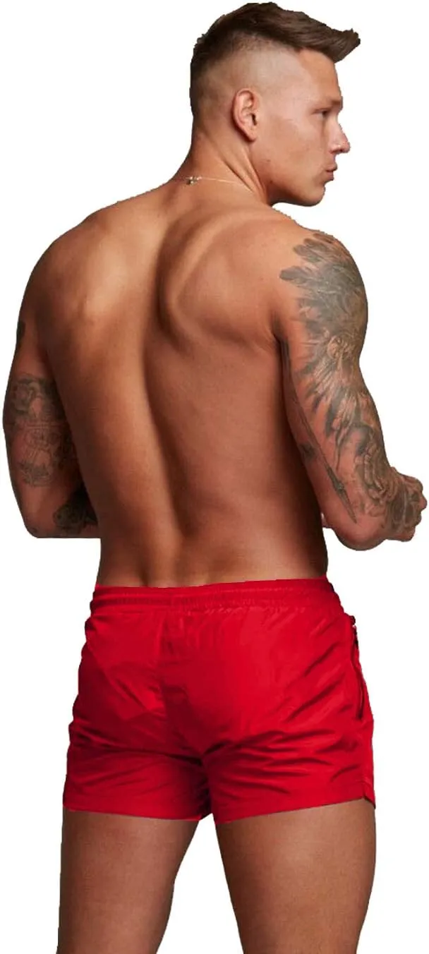 TONLEN Mens Swimwear Sports Shorts Swim Trunks with Zipper Pockets