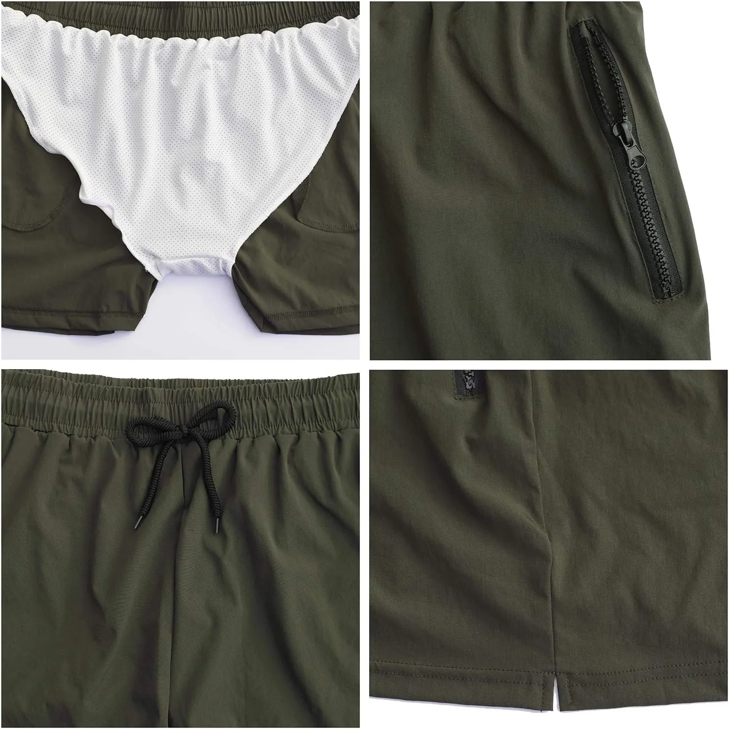 TONLEN Mens Swimwear Sports Shorts Swim Trunks with Zipper Pockets