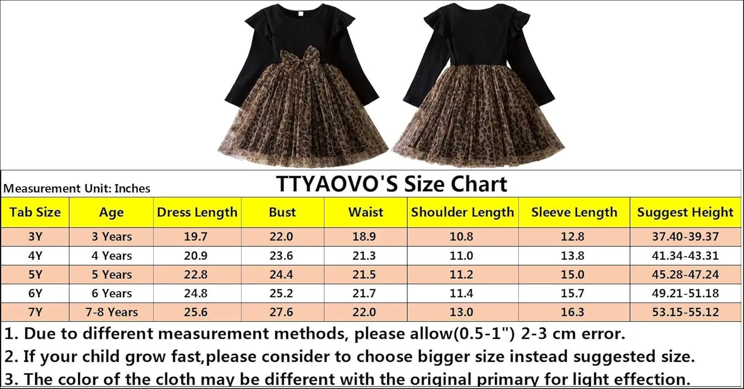 TTYAOVO Girl Long Sleeve Dress Fall Winter Princess Causal Dresses