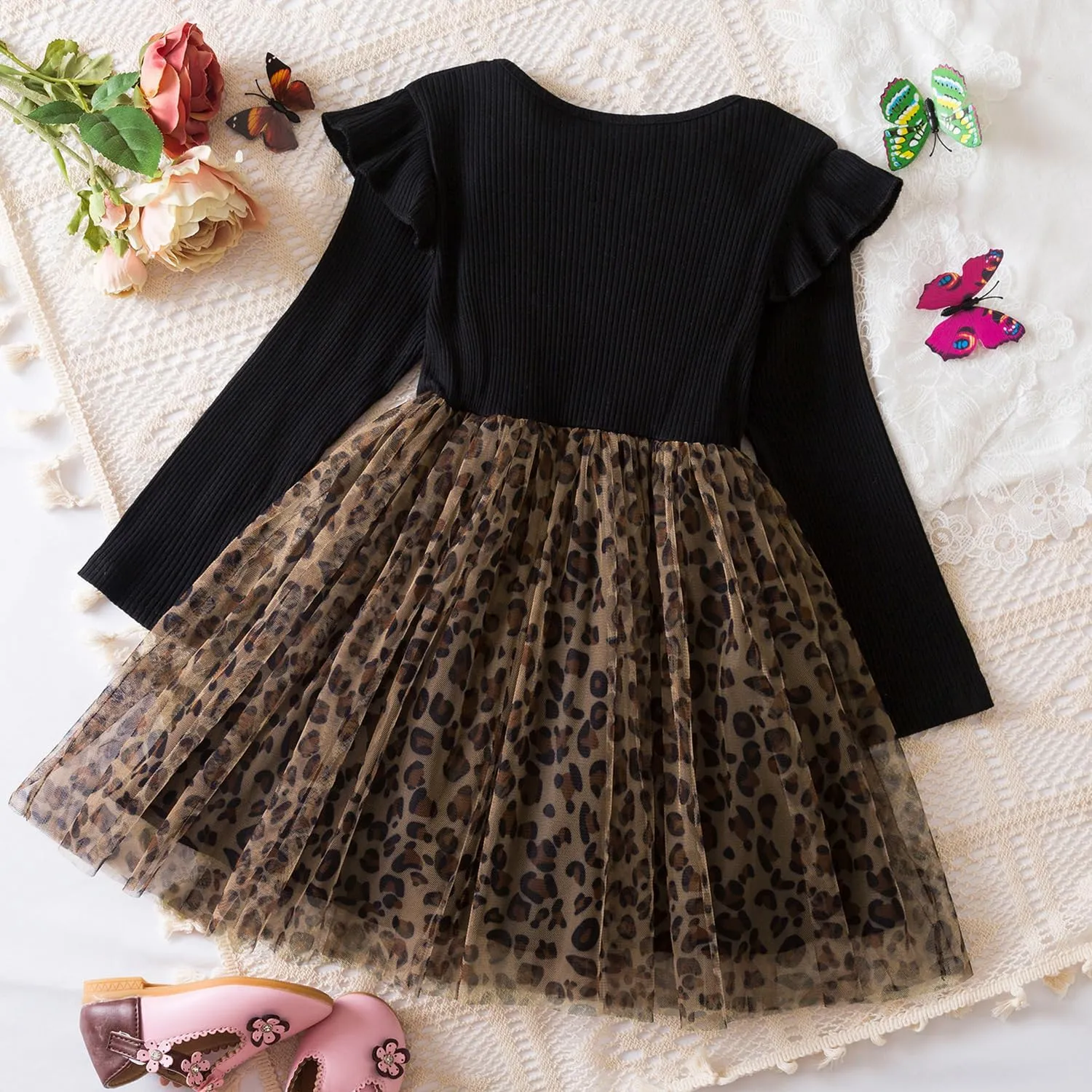TTYAOVO Girl Long Sleeve Dress Fall Winter Princess Causal Dresses