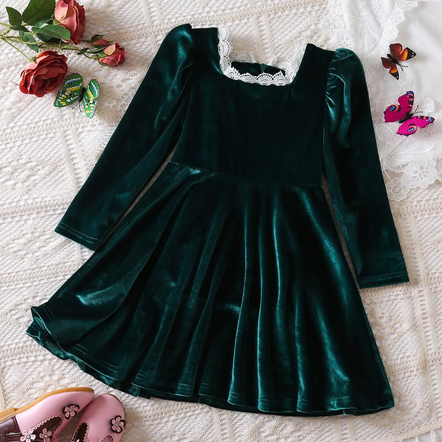TTYAOVO Girl Long Sleeve Dress Fall Winter Princess Causal Dresses