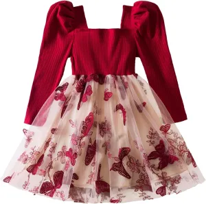 TTYAOVO Girl Long Sleeve Dress Fall Winter Princess Causal Dresses