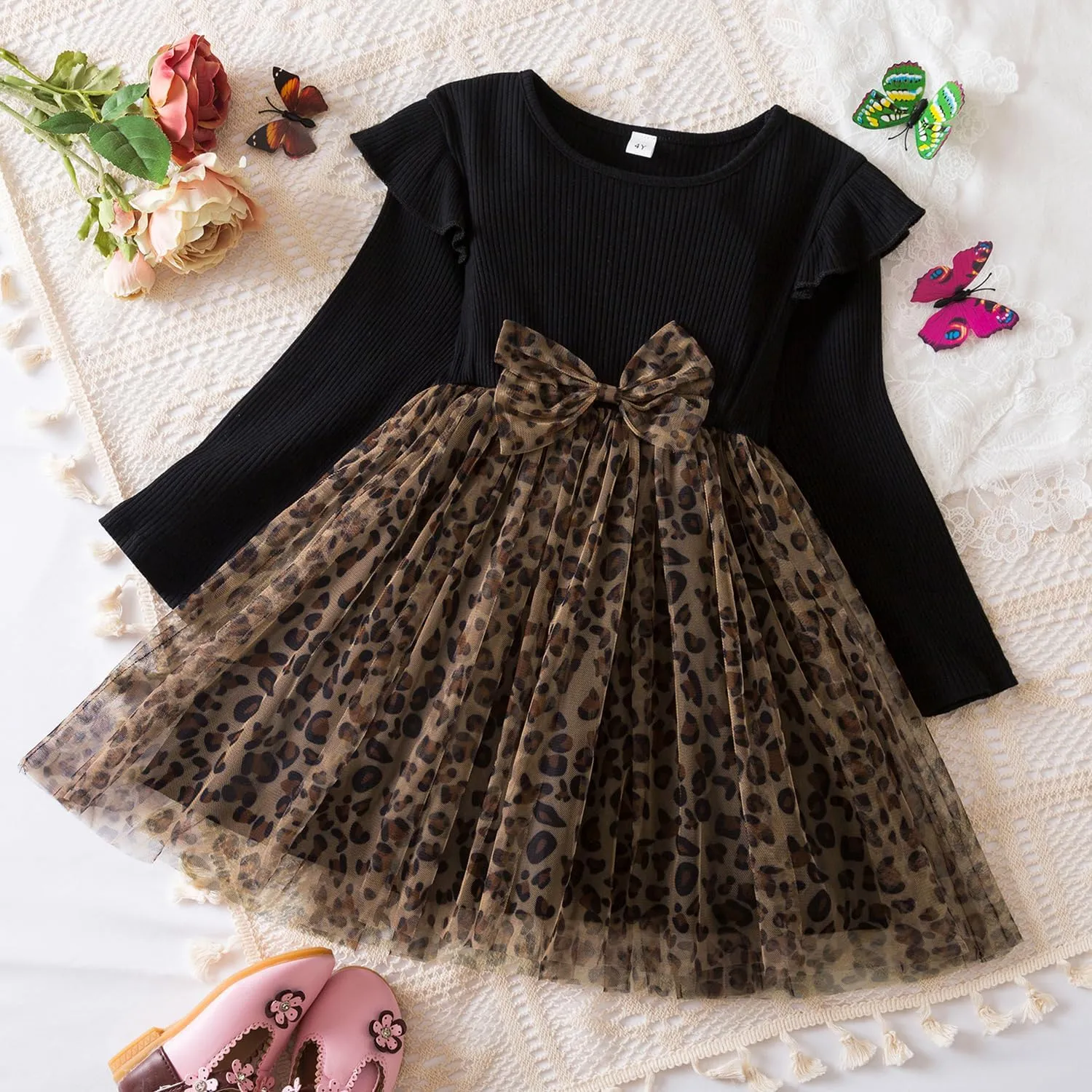 TTYAOVO Girl Long Sleeve Dress Fall Winter Princess Causal Dresses
