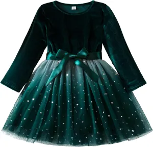 TTYAOVO Girl Long Sleeve Dress Fall Winter Princess Causal Dresses