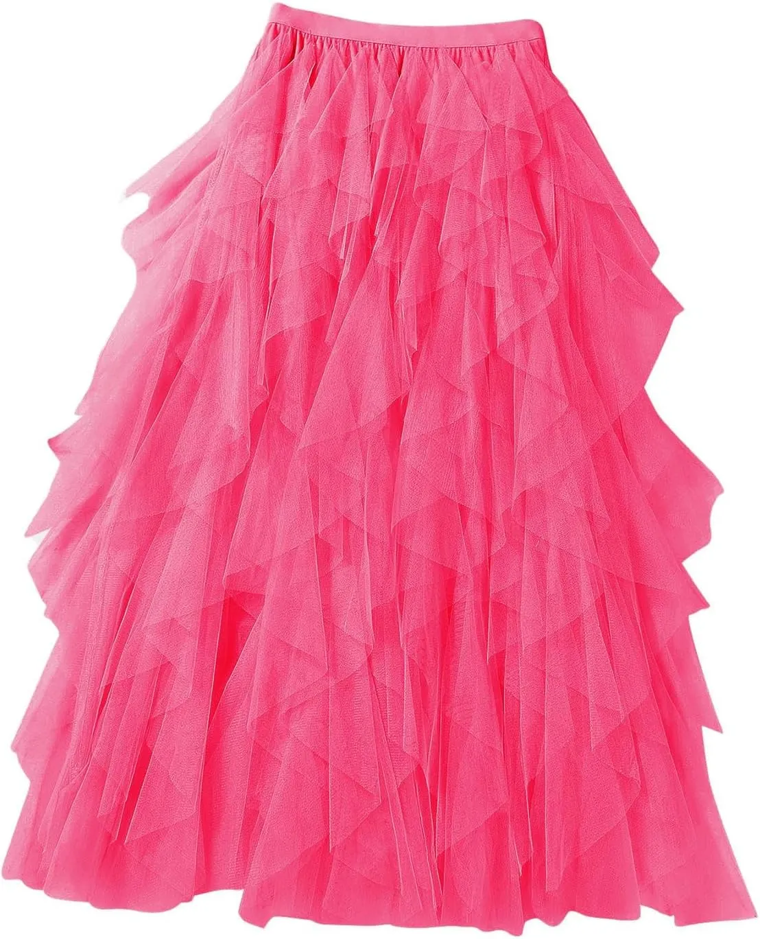 Tulle Maxi Skirts for Women 2025 Summer Vacation High Waisted Pleated Tiered Flowy Asymmetrical Long Skirt