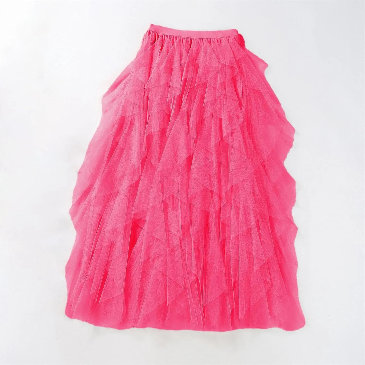 Tulle Maxi Skirts for Women 2025 Summer Vacation High Waisted Pleated Tiered Flowy Asymmetrical Long Skirt