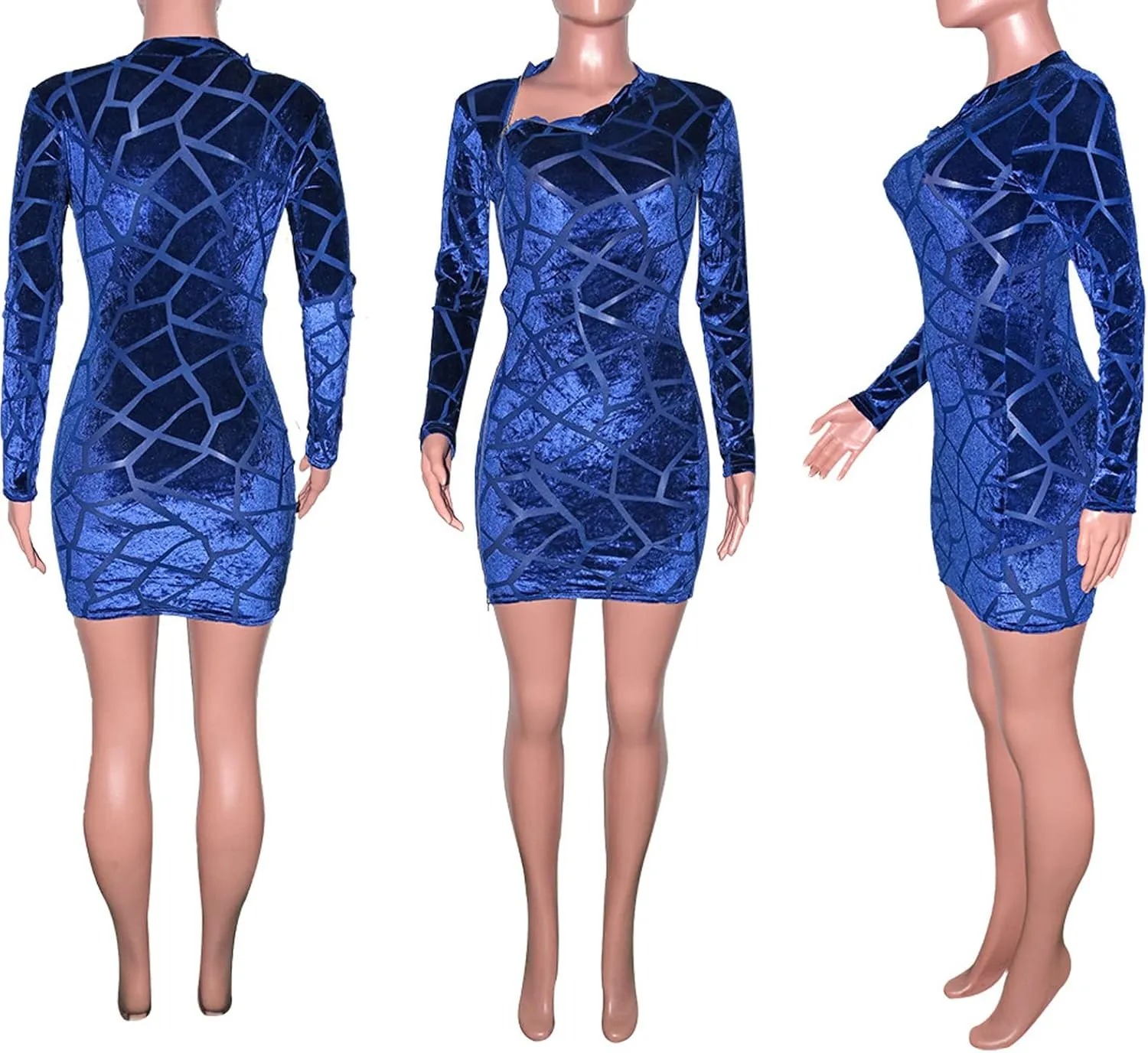 Uni Clau Women Sexy Sheer Mesh Boydcon Midi Dress See Through Printed Long Sleeve Midi Skinny Clubwear Party Dress