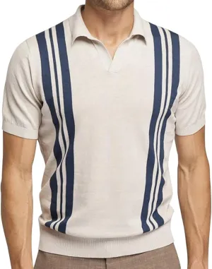 utcoco Men's Striped Polo Shirts Short Sleeve Slim Fit T-Shirt Summer Casual Knit Shirts