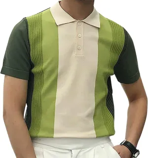 utcoco Men's Striped Polo Shirts Short Sleeve Slim Fit T-Shirt Summer Casual Knit Shirts
