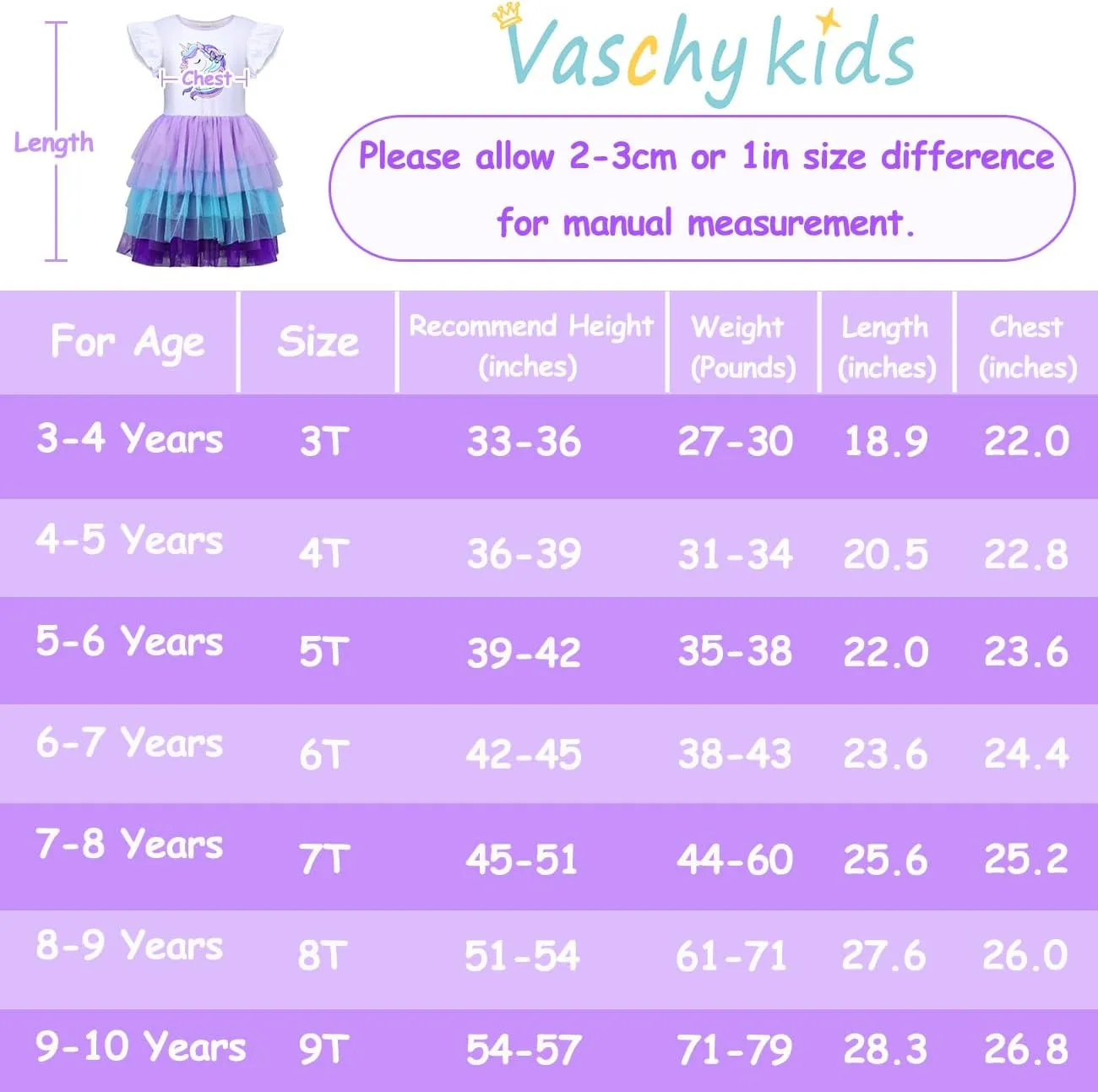 VASCHY Summer Tulle Dress Cotton Ruffle Sleeve Tutu Princess Dress Birthday Outfit Clothes for Toddler/Little/Big Kid Girls