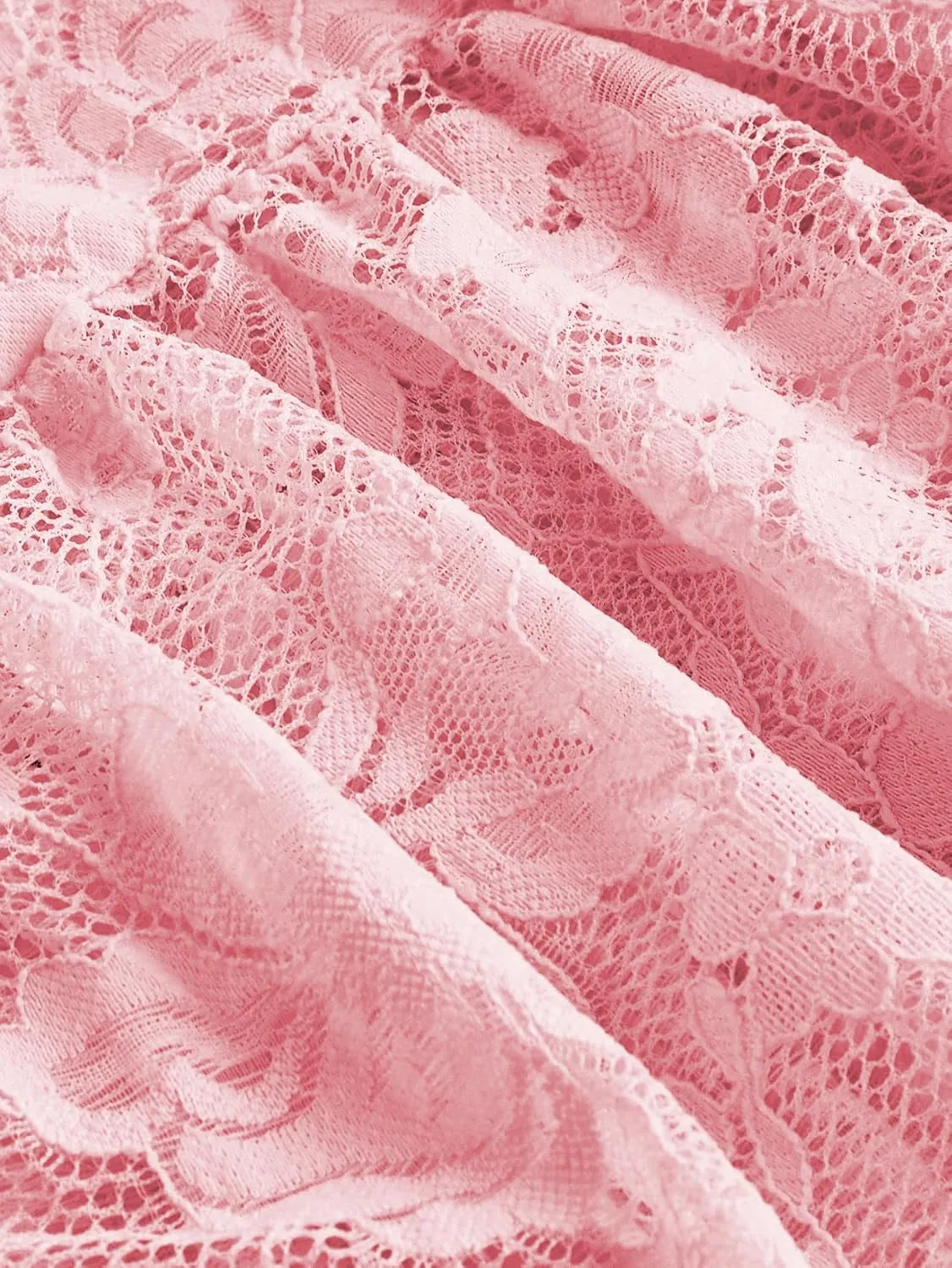 Verdusa Women's Lace Long Skirts High Waist Layered Ruffle Hem A Line Skirt