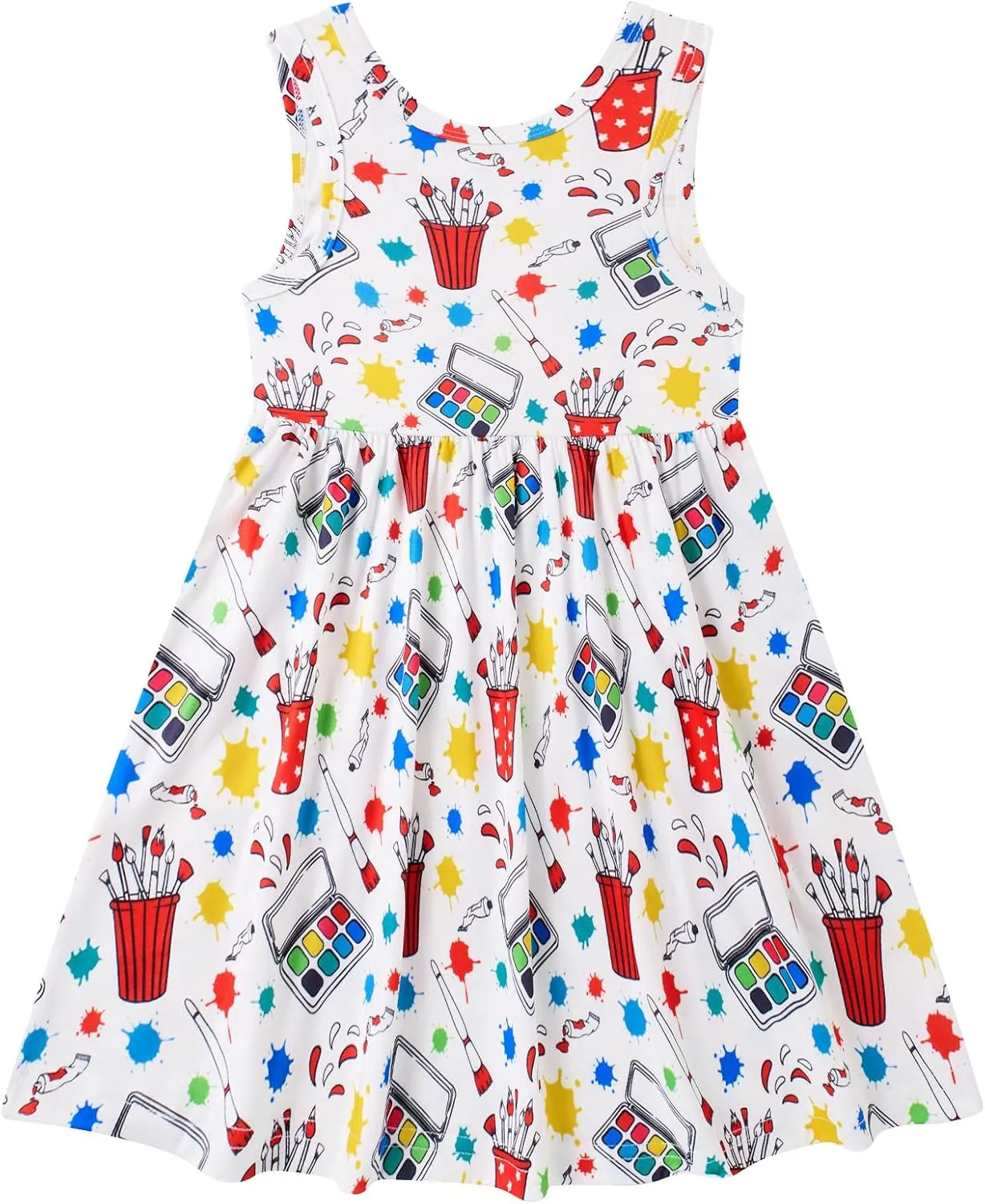Vieille Little Girls Sleeveless Dress Cute Summer Sundress with Pocket 2-7 Years