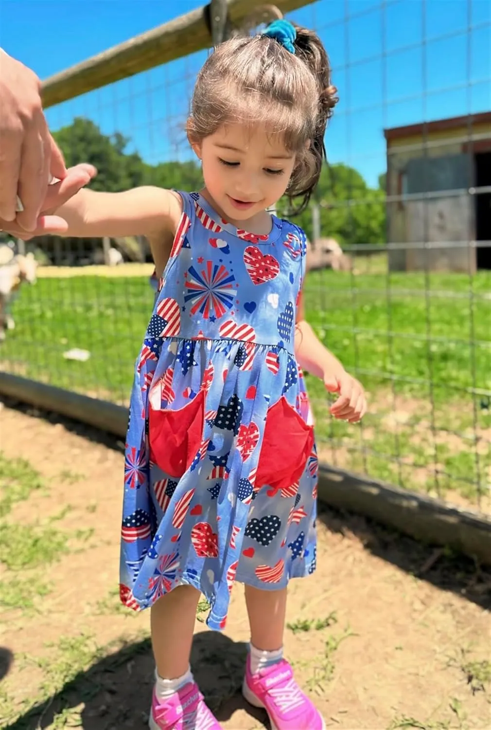 Vieille Little Girls Sleeveless Dress Cute Summer Sundress with Pocket 2-7 Years