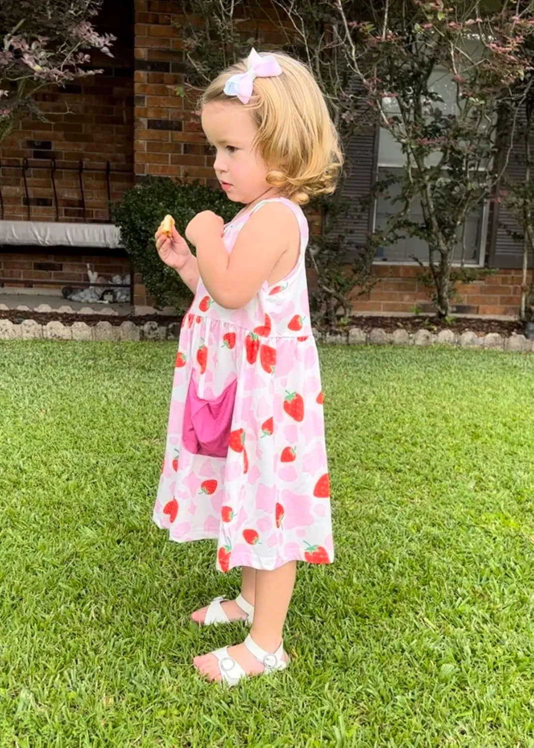 Vieille Little Girls Sleeveless Dress Cute Summer Sundress with Pocket 2-7 Years
