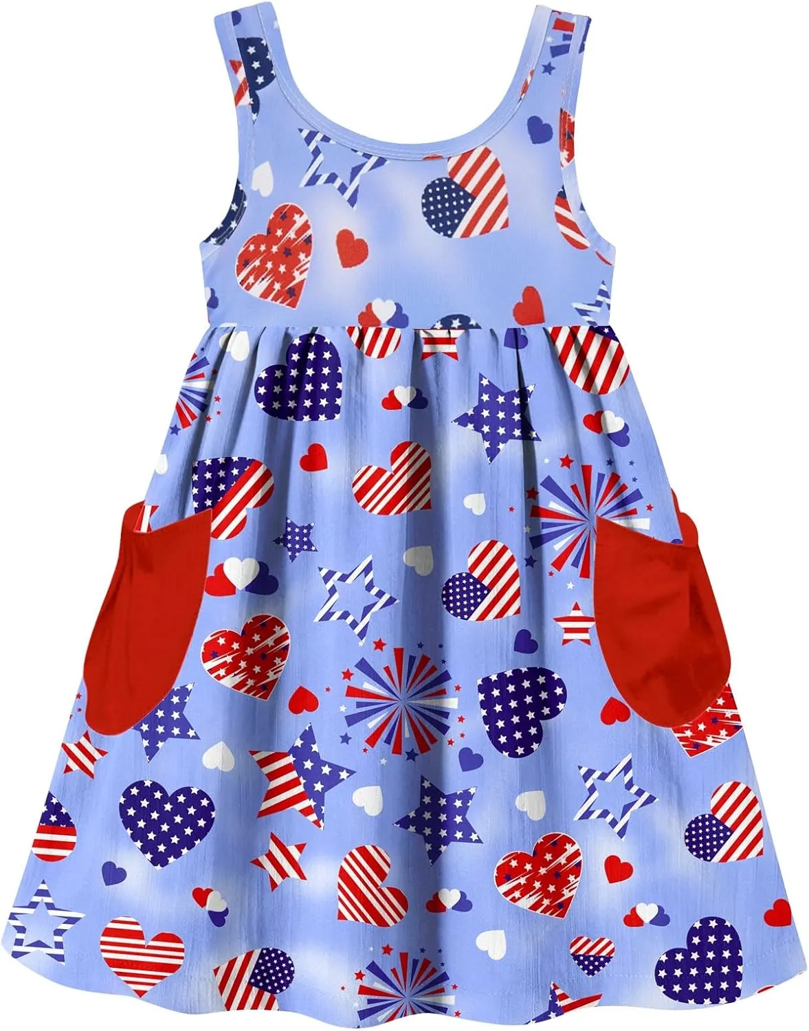 Vieille Little Girls Sleeveless Dress Cute Summer Sundress with Pocket 2-7 Years