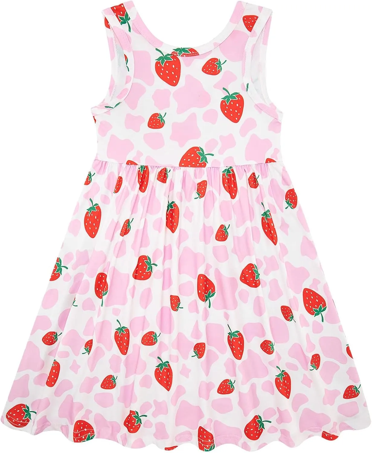 Vieille Little Girls Sleeveless Dress Cute Summer Sundress with Pocket 2-7 Years