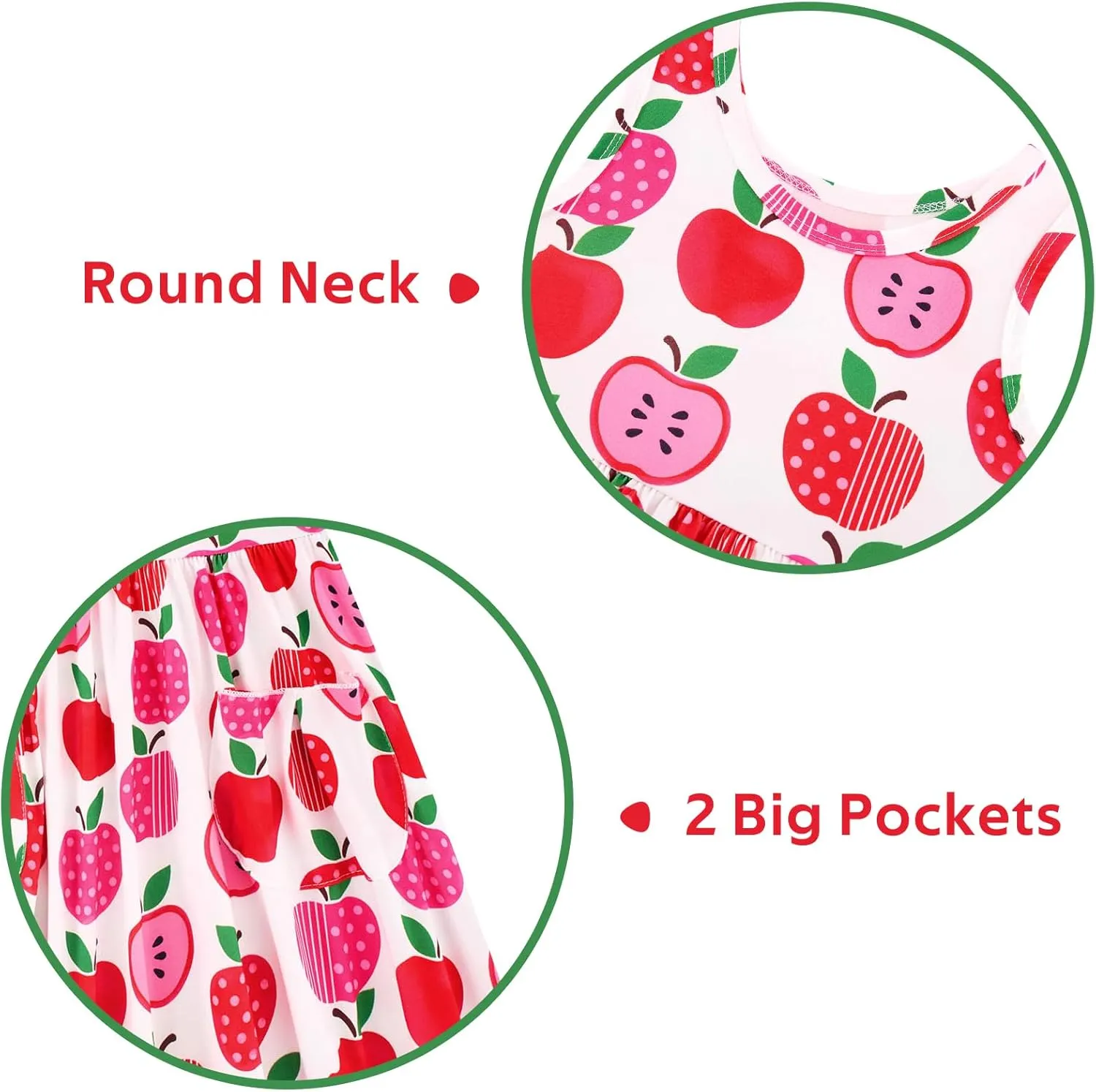 Vieille Little Girls Sleeveless Dress Cute Summer Sundress with Pocket 2-7 Years