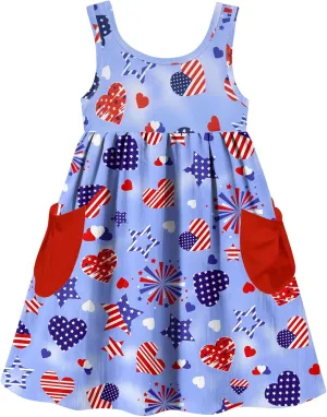 Vieille Little Girls Sleeveless Dress Cute Summer Sundress with Pocket 2-7 Years