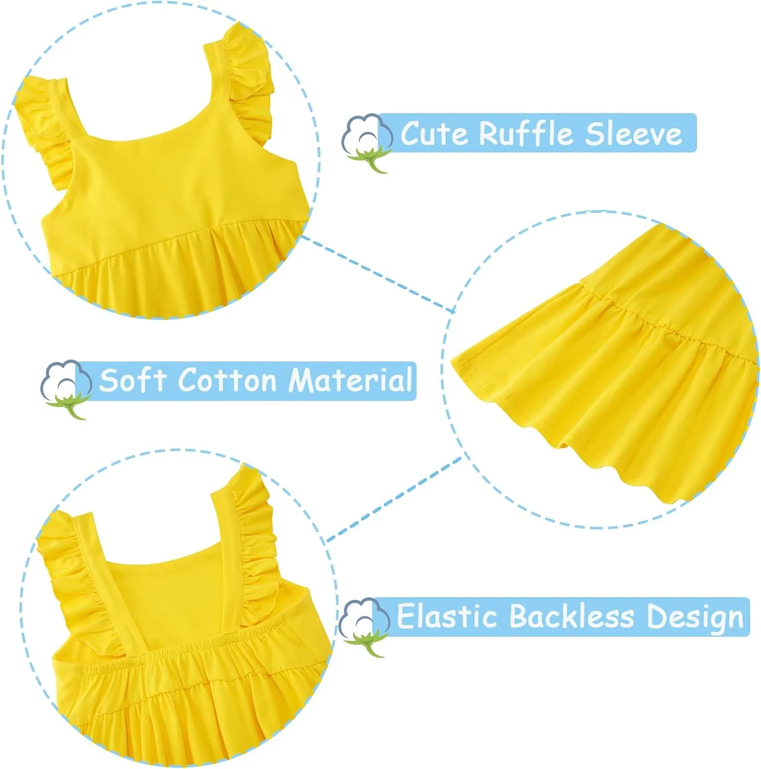 Vieille Toddler Girls Summer Dress Ruffle Sleeveless Casual Beach Sundress Tiered Swing Princess Dress for 2-8 Years