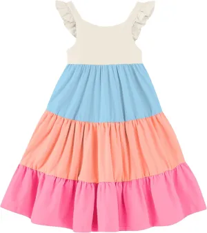 Vieille Toddler Girls Summer Dress Ruffle Sleeveless Casual Beach Sundress Tiered Swing Princess Dress for 2-8 Years