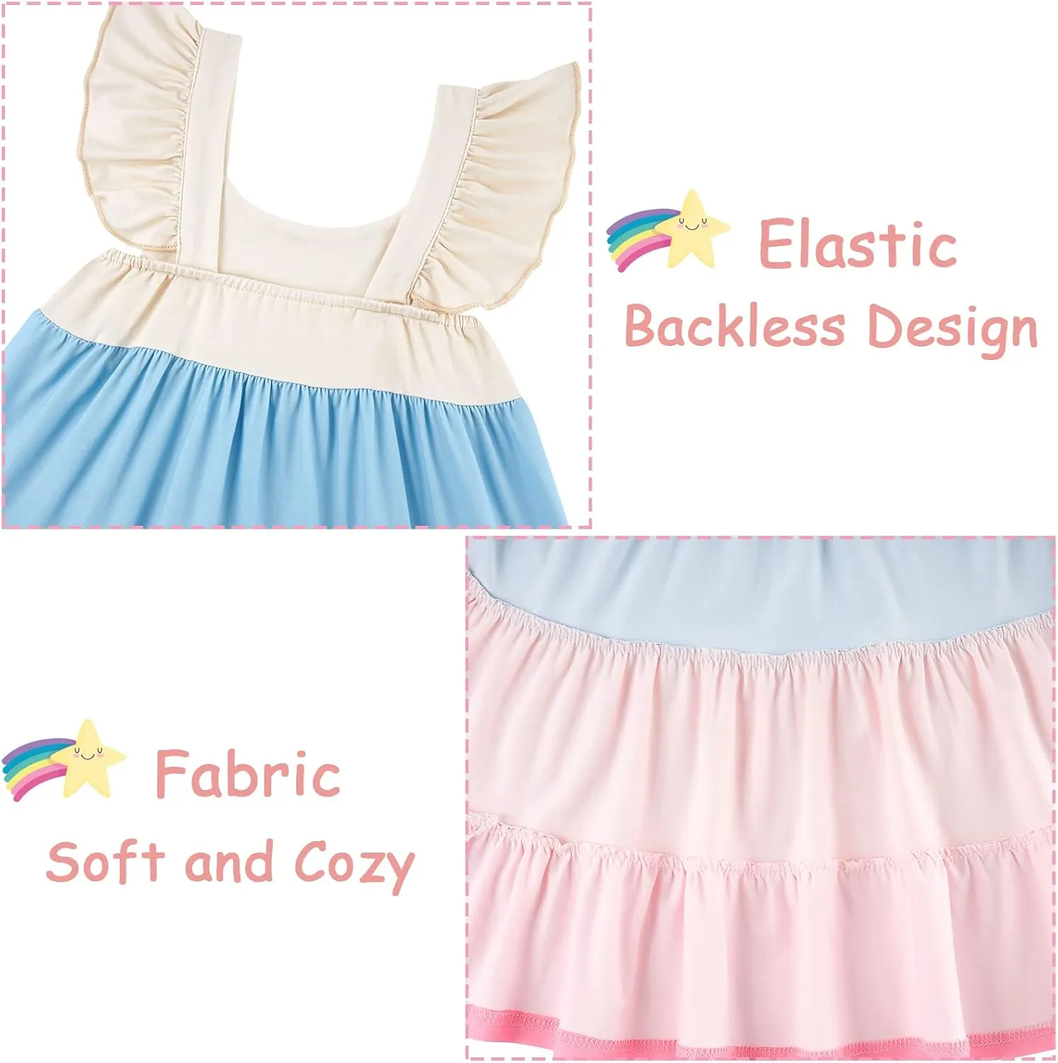 Vieille Toddler Girls Summer Dress Ruffle Sleeveless Casual Beach Sundress Tiered Swing Princess Dress for 2-8 Years