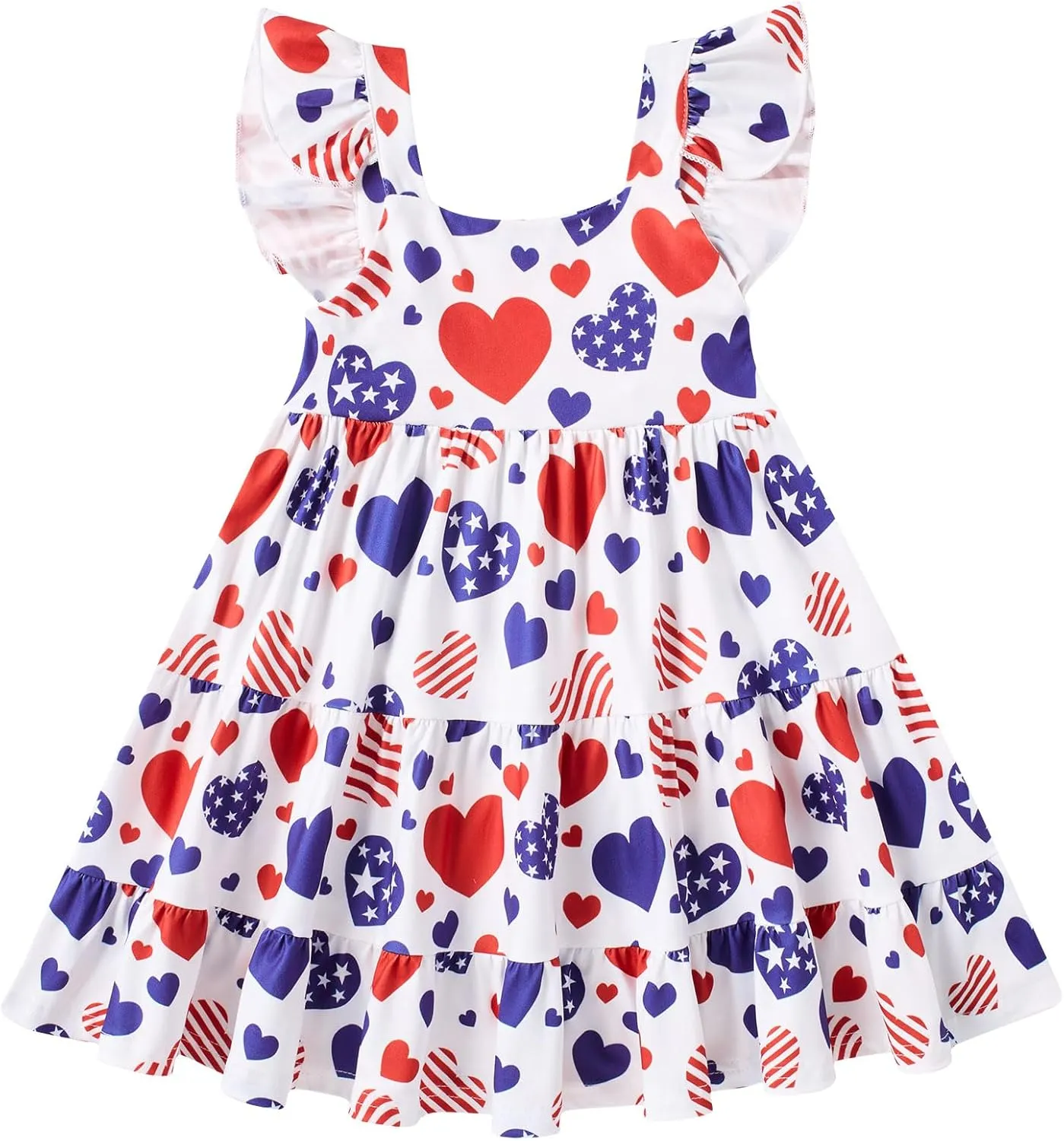Vieille Toddler Girls Summer Dress Ruffle Sleeveless Casual Beach Sundress Tiered Swing Princess Dress for 2-8 Years