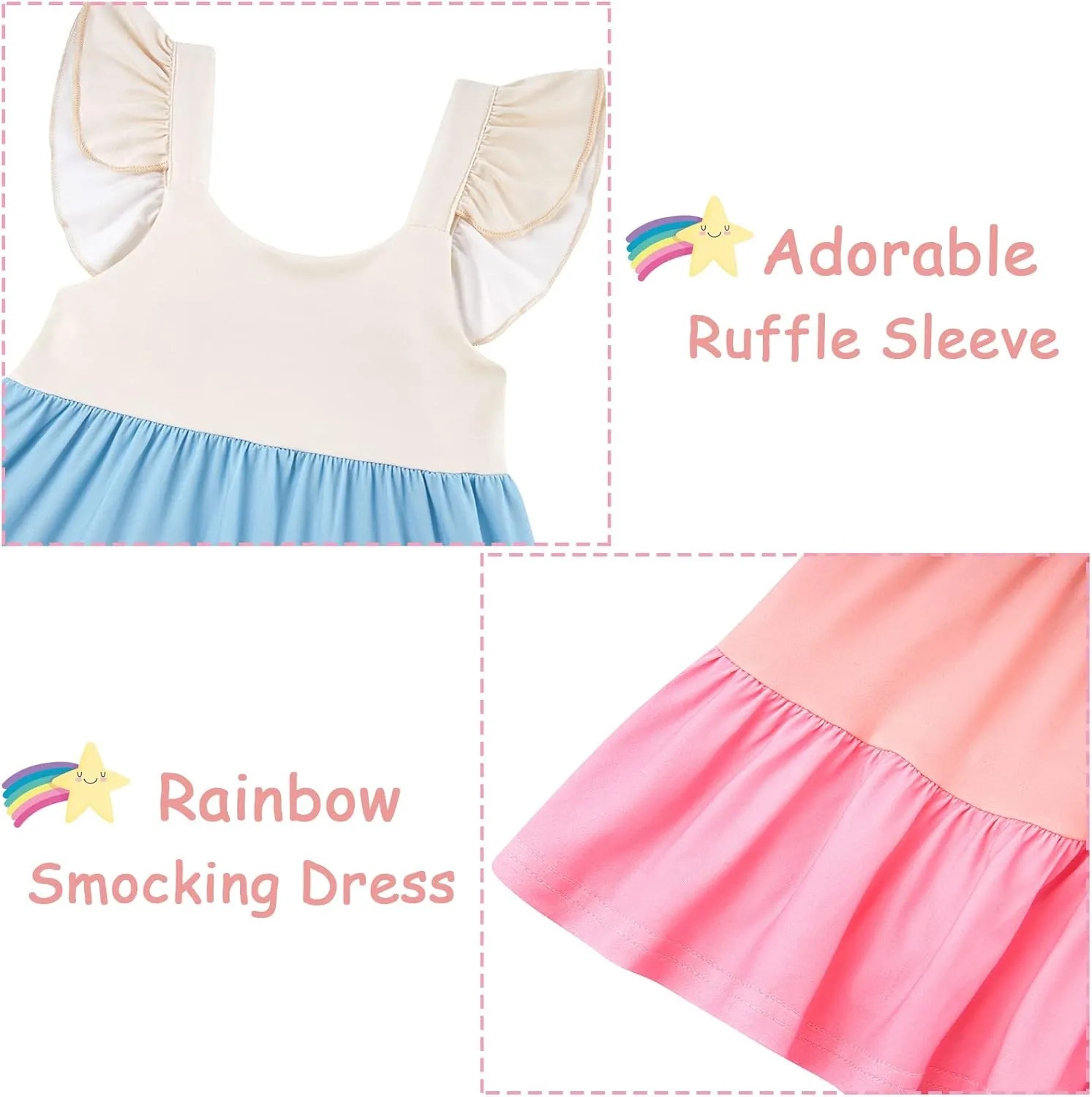 Vieille Toddler Girls Summer Dress Ruffle Sleeveless Casual Beach Sundress Tiered Swing Princess Dress for 2-8 Years