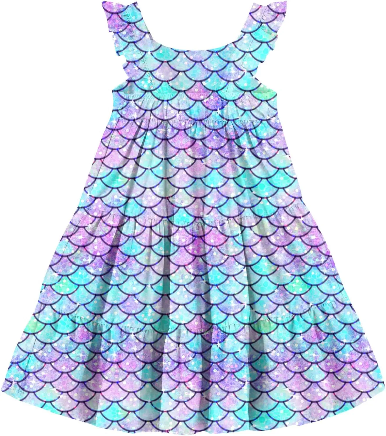 Vieille Toddler Girls Summer Dress Ruffle Sleeveless Casual Beach Sundress Tiered Swing Princess Dress for 2-8 Years