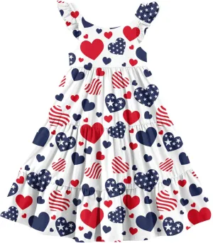 Vieille Toddler Girls Summer Dress Ruffle Sleeveless Casual Beach Sundress Tiered Swing Princess Dress for 2-8 Years