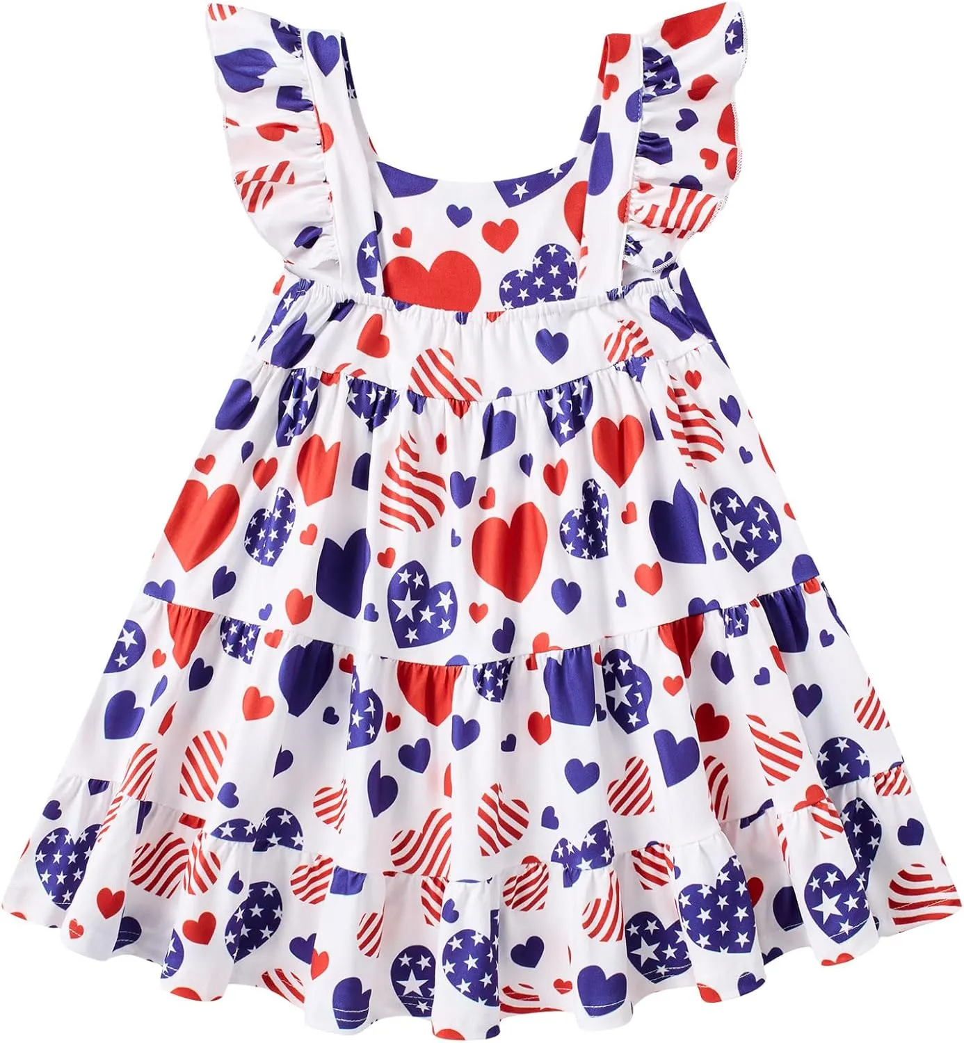 Vieille Toddler Girls Summer Dress Ruffle Sleeveless Casual Beach Sundress Tiered Swing Princess Dress for 2-8 Years