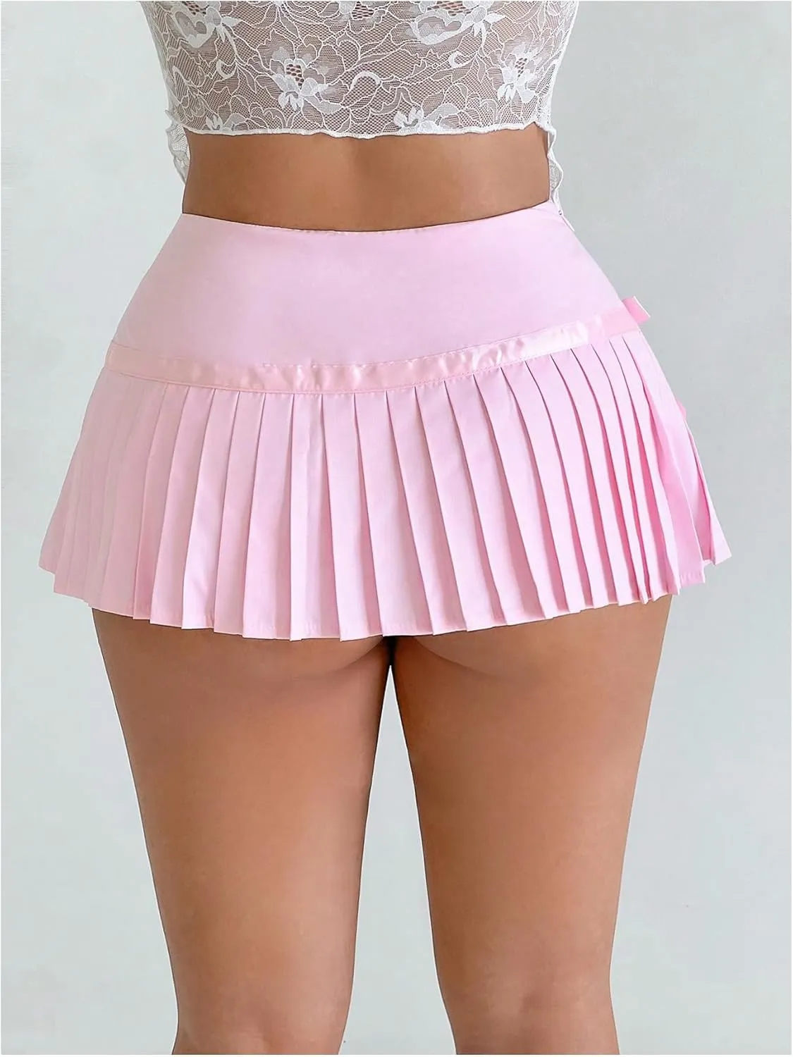 WDIRARA Women's Bowknot Pleated Mini Skirt Y2k A Line Skirt Summer Party Clubwear