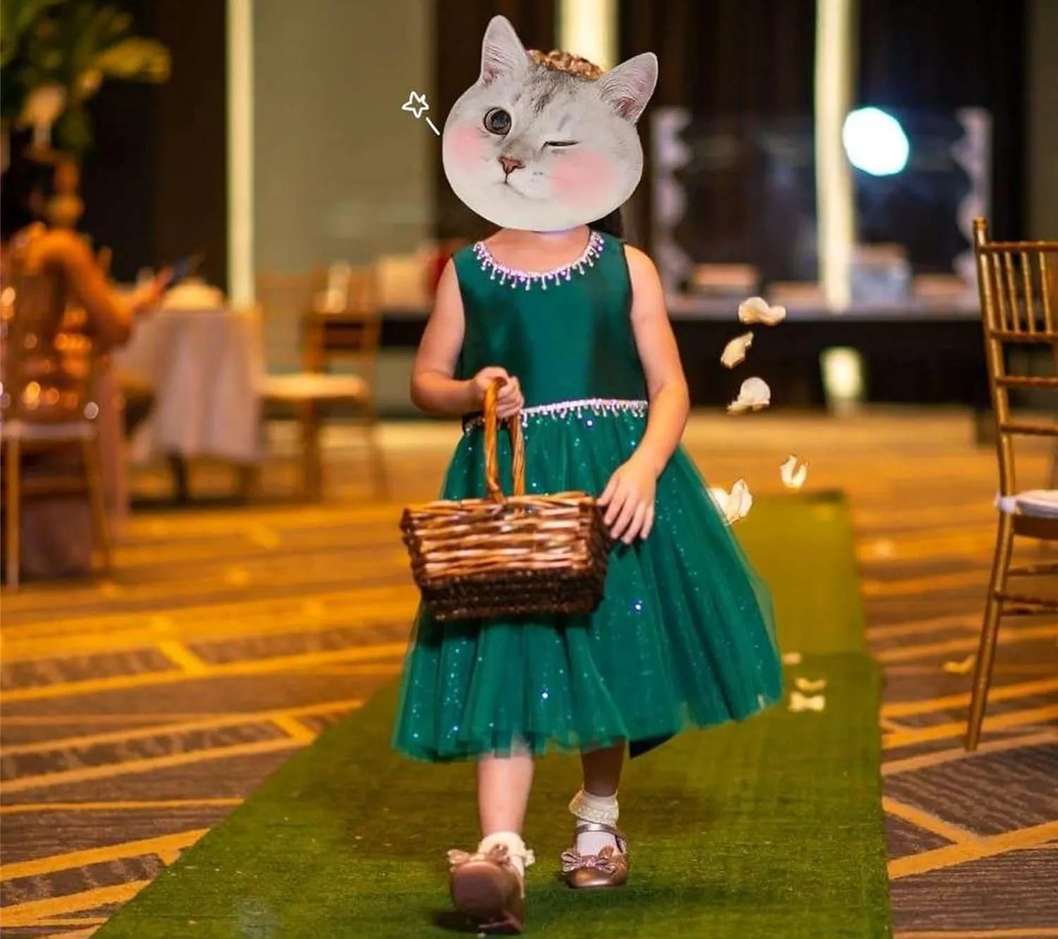 Weileenice Flower Girl Vintage Sequin Dress Kids Sparkly Rhinestone Tulle Formal Photo Shoot Wedding Party Prom Dresses