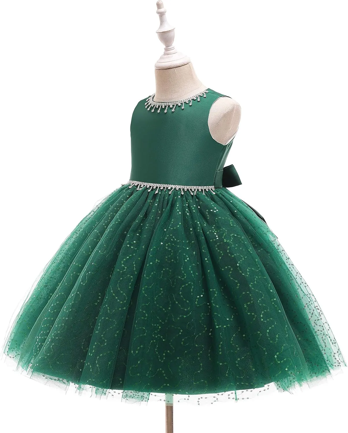 Weileenice Flower Girl Vintage Sequin Dress Kids Sparkly Rhinestone Tulle Formal Photo Shoot Wedding Party Prom Dresses