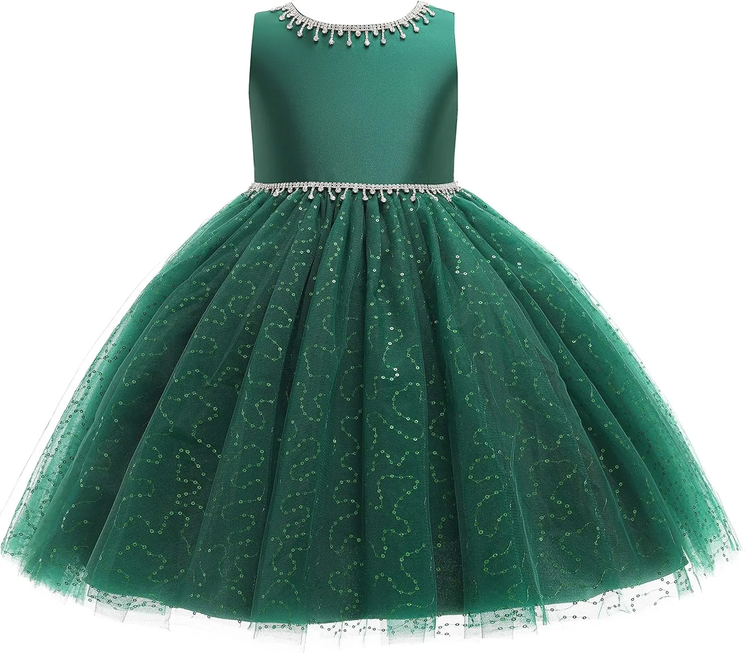 Weileenice Flower Girl Vintage Sequin Dress Kids Sparkly Rhinestone Tulle Formal Photo Shoot Wedding Party Prom Dresses