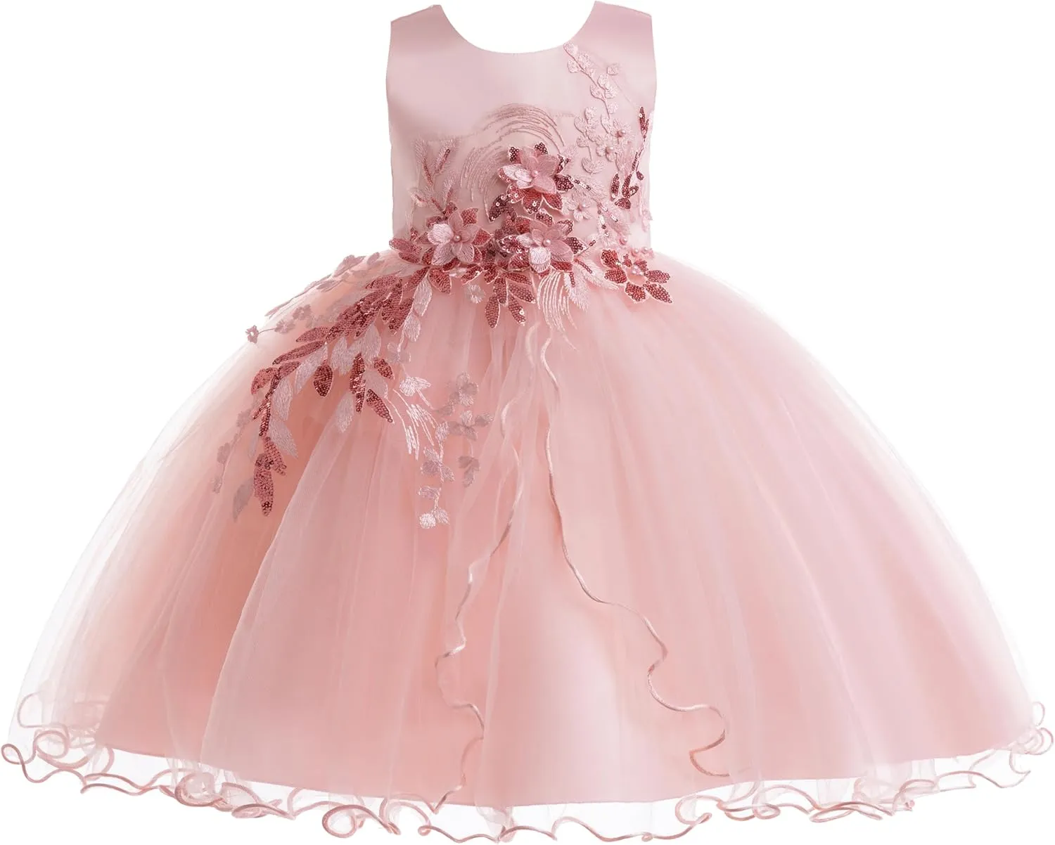 Weileenice Flower Girls Lace Bridesmaid Dress Kids Princess Wedding Prom Pageant Birthday Party Tutu Tulle Dresses