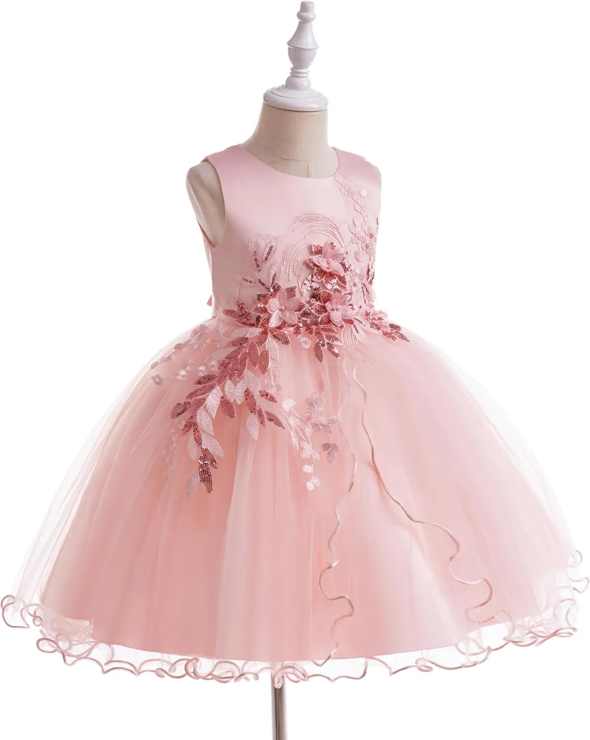 Weileenice Flower Girls Lace Bridesmaid Dress Kids Princess Wedding Prom Pageant Birthday Party Tutu Tulle Dresses