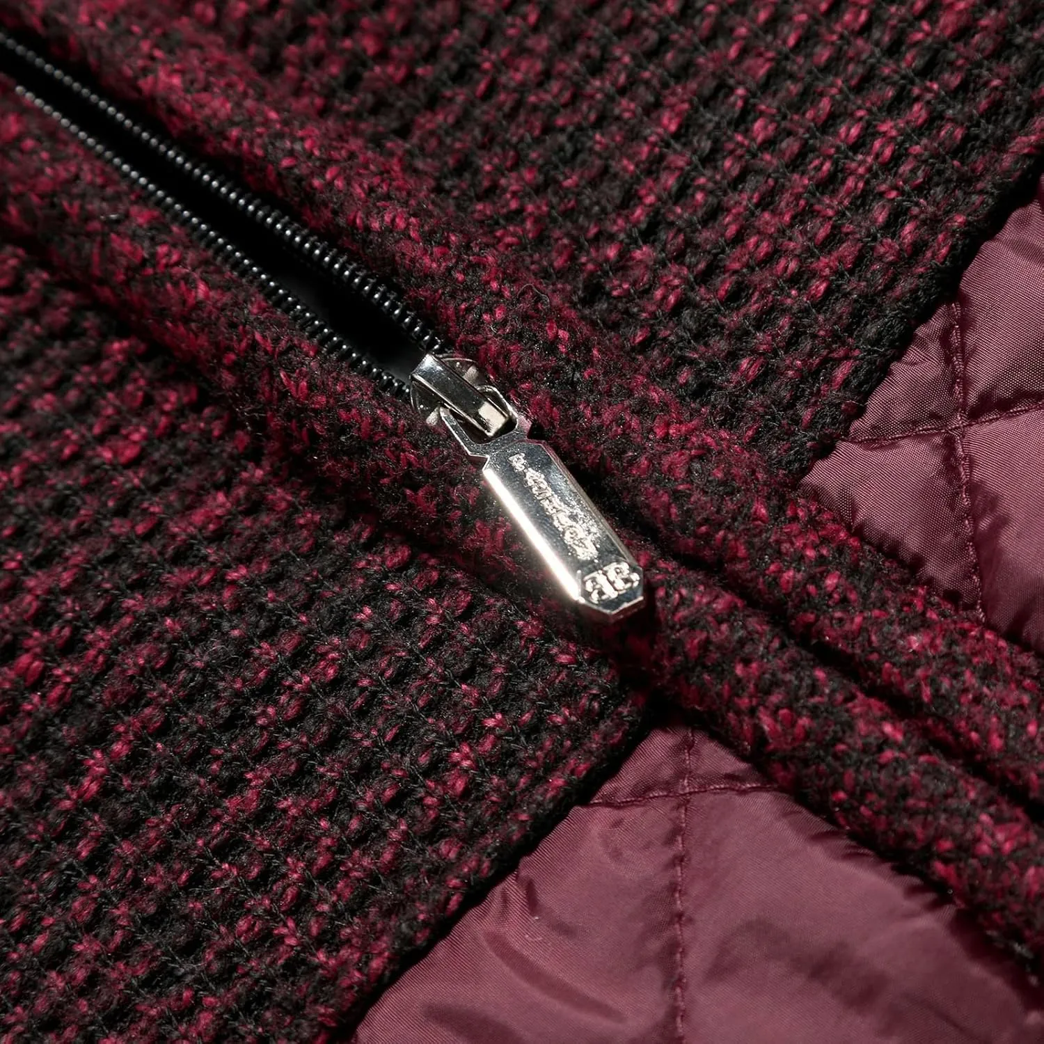 Winter Jacket for Men Casual Long Sleeve Patchwork Quilted Fleece Jackets Stand Collar Warm Chunky Knitted Cardigan