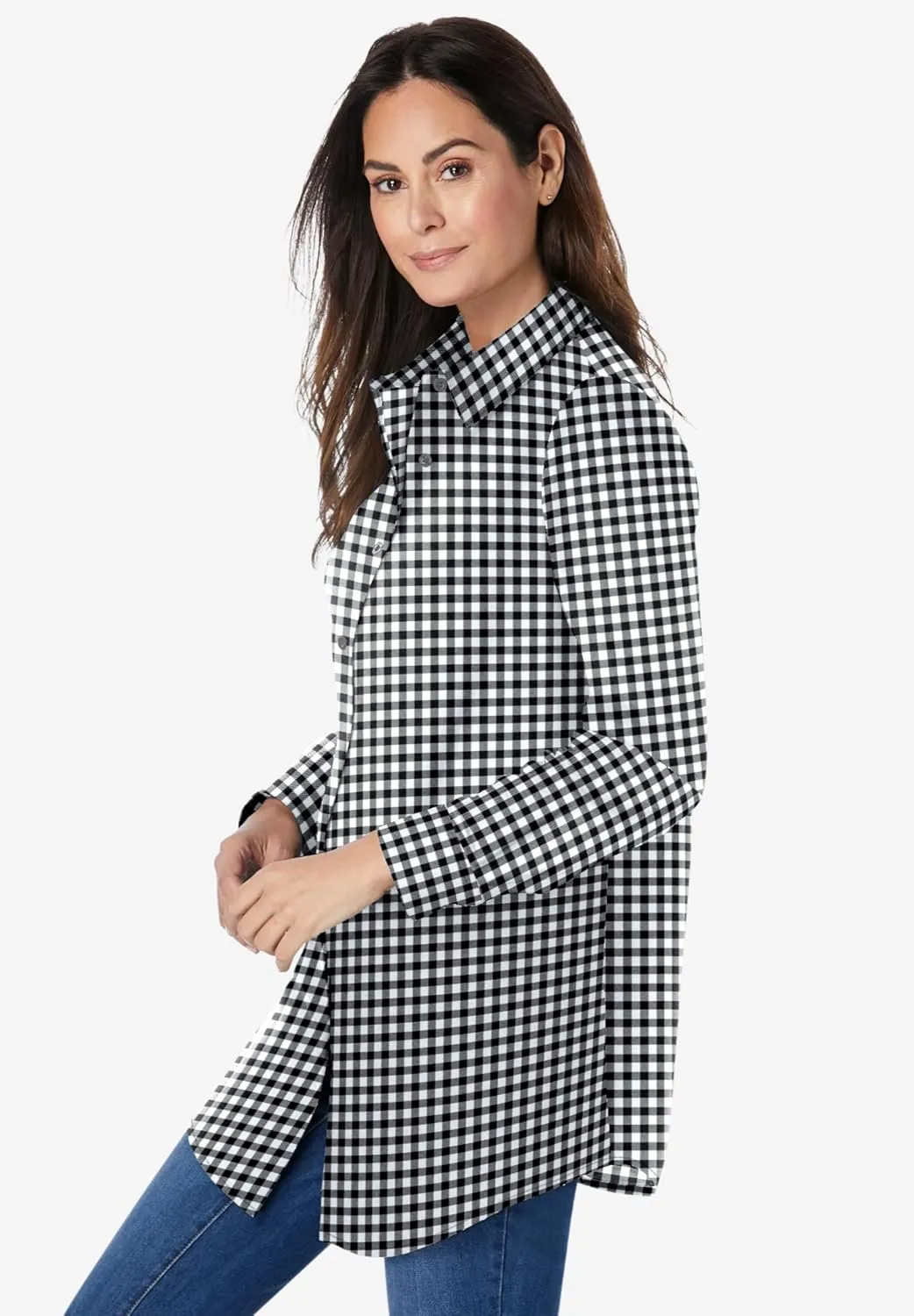 Woman Within Women's Plus Size Perfect Long Sleeve Shirt