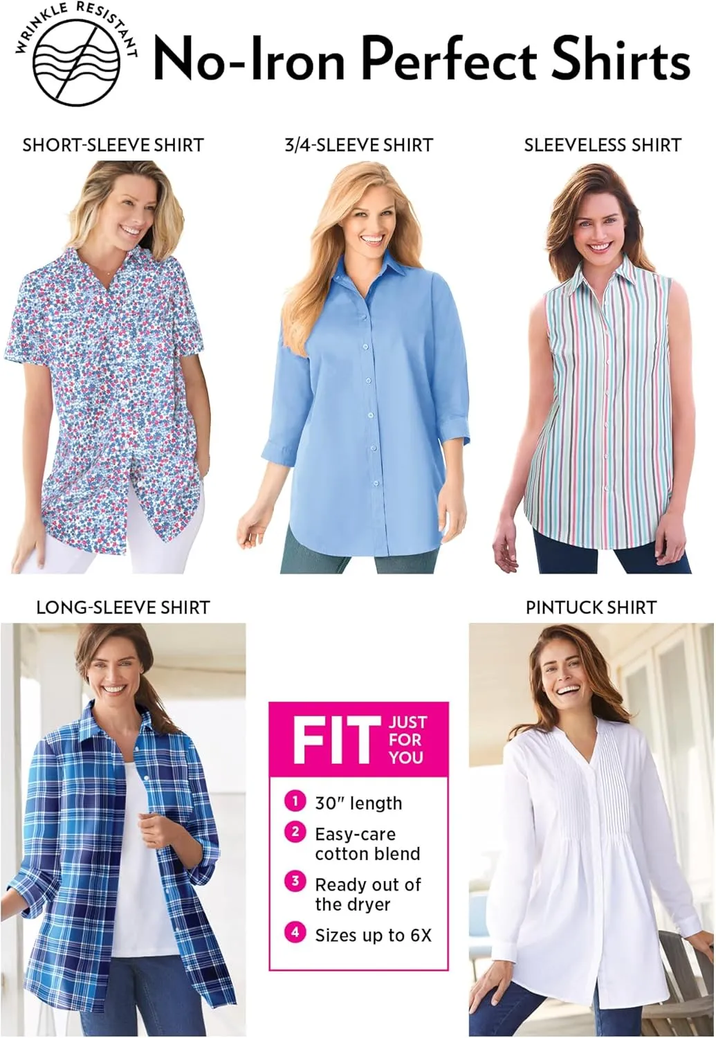 Woman Within Women's Plus Size Perfect Long Sleeve Shirt