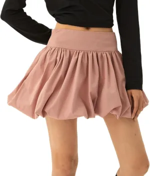 Women Bubble Mini Skirt Y2k Pleated Short Skirt High Waist Fluffy Flared Skirt Ruffled Hem Tutu Skirt