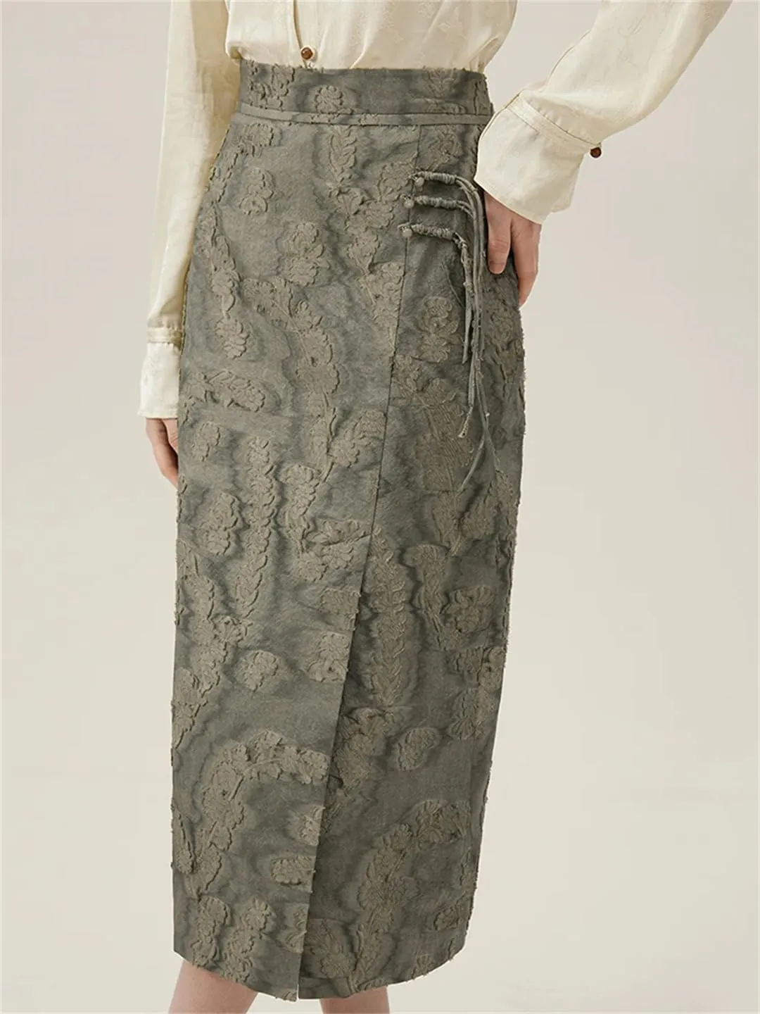 Women Chinese Style Light National Style A-Line Skirt Sense Elegant Skirt