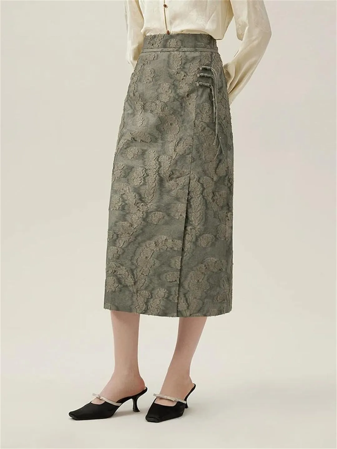 Women Chinese Style Light National Style A-Line Skirt Sense Elegant Skirt