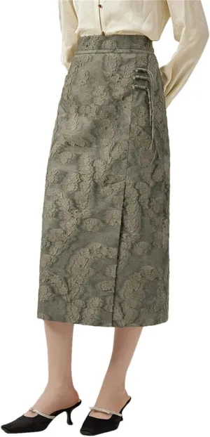 Women Chinese Style Light National Style A-Line Skirt Sense Elegant Skirt